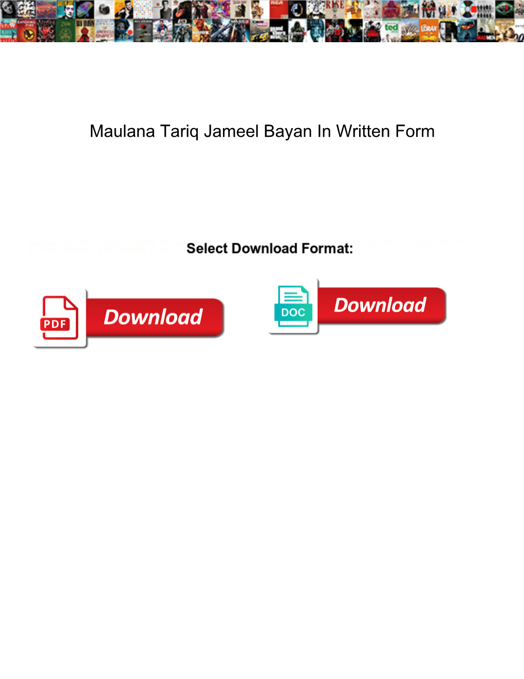 Maulana Tariq Jameel Bayan in Written Form