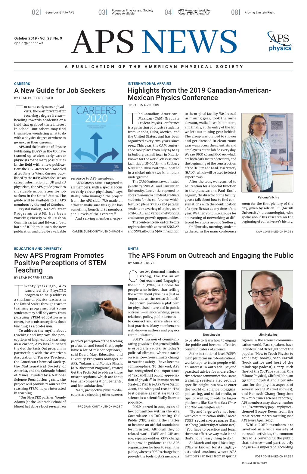 APS News October 2019, Vol. 28, No. 9