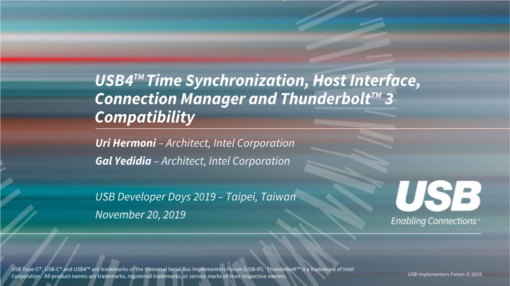 USB4TM Time Synchronization, Host Interface, Connection Manager And