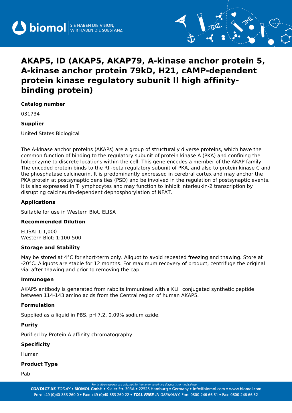 Usbiological Datasheet