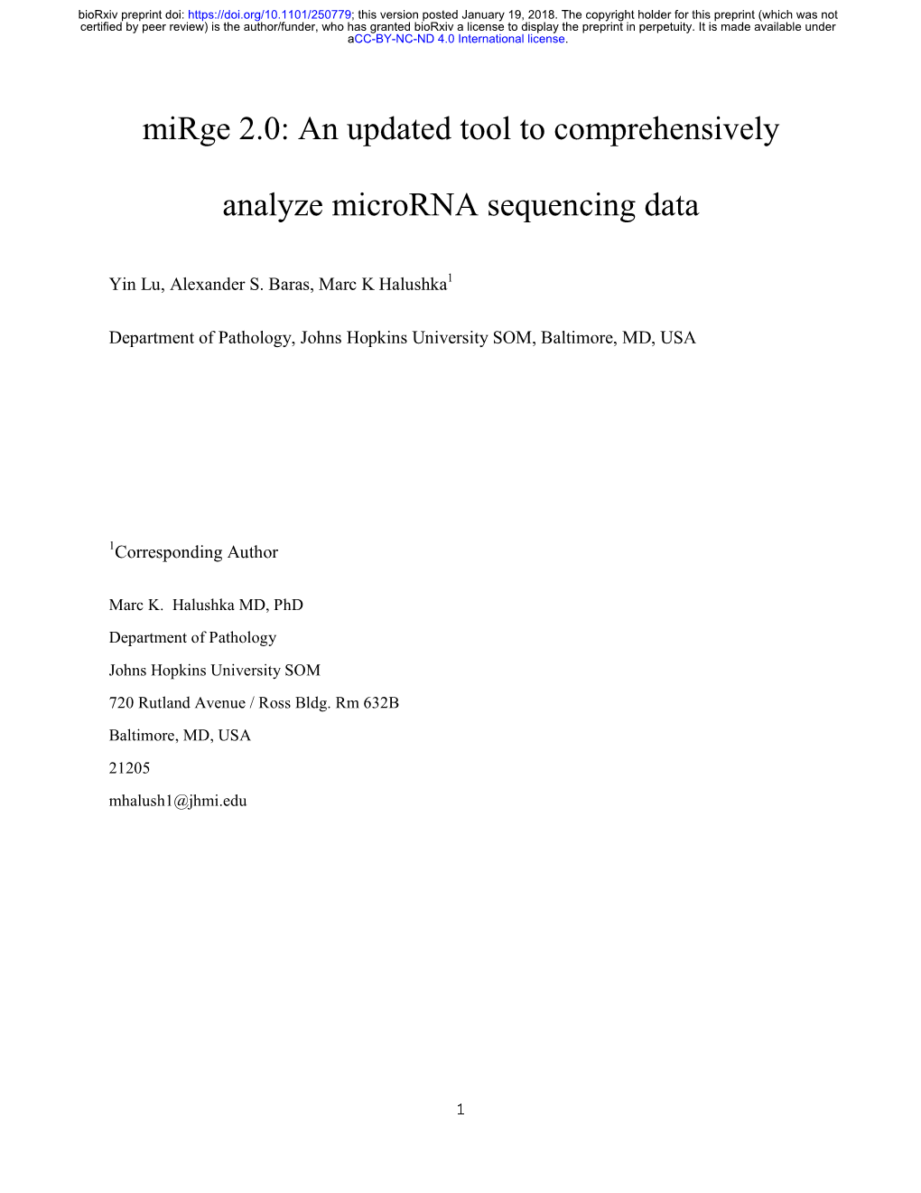 An Updated Tool to Comprehensively Analyze Microrna Sequencing Data