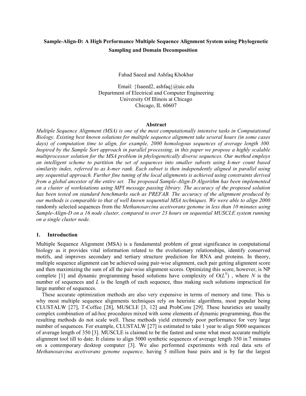 A High Performance Multiple Sequence Alignment System