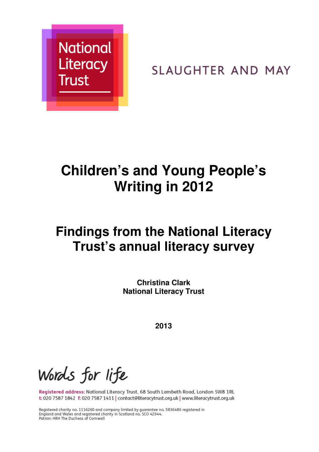 Children's and Young People's Writing in 2012