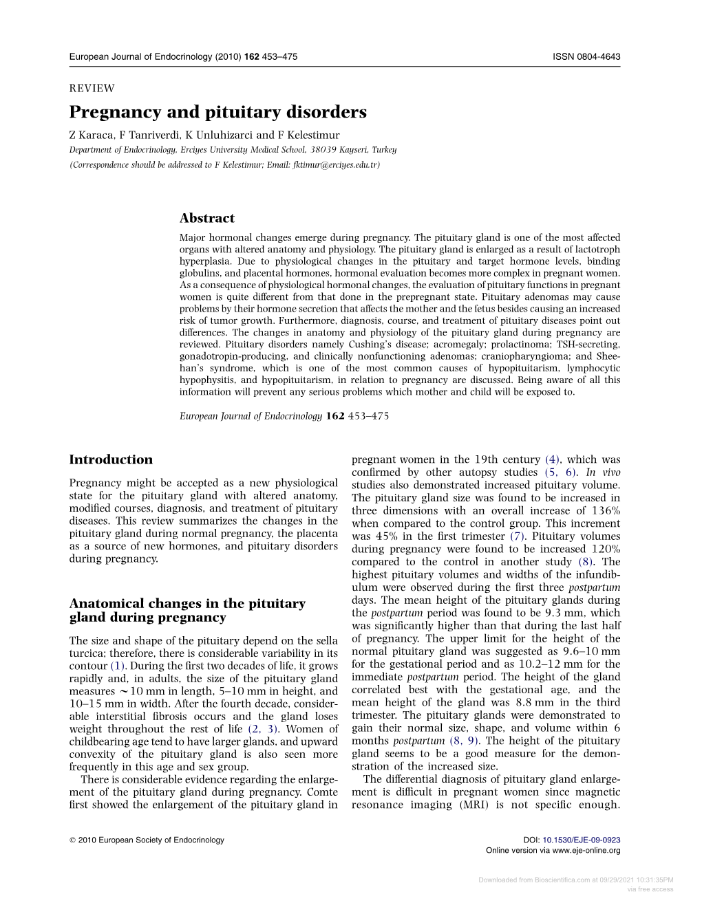 Pregnancy and Pituitary Disorders