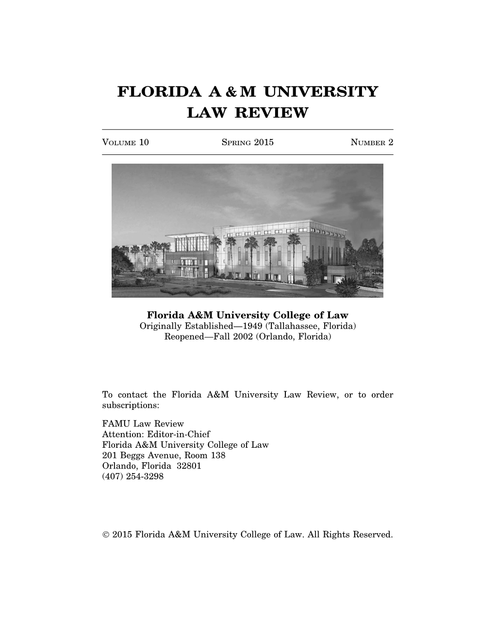 Florida a & M University Law Review