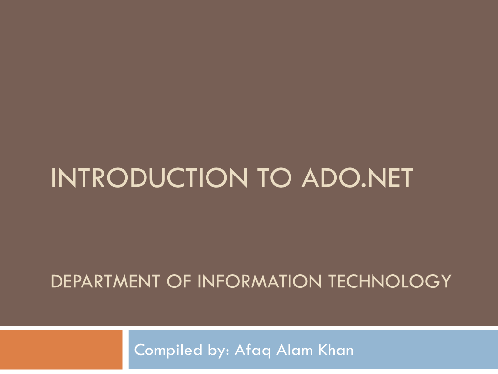 Introduction to Ado.Net