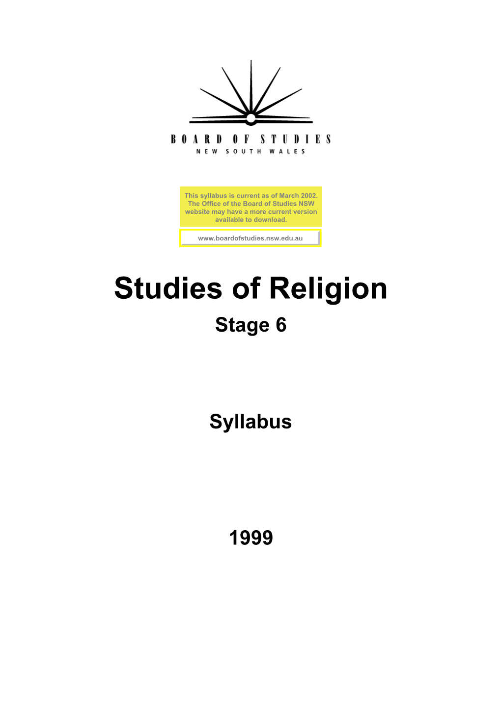 Studies of Religion Stage 6