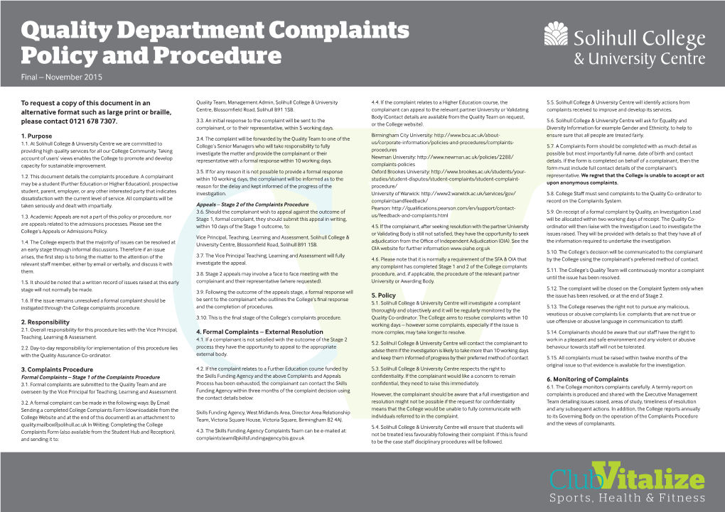 Complaints Procedure