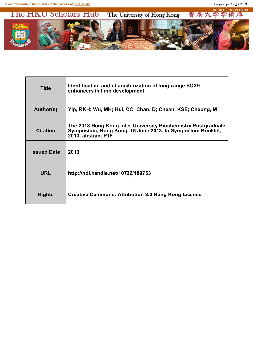 Title Identification and Characterization of Long-Range SOX9