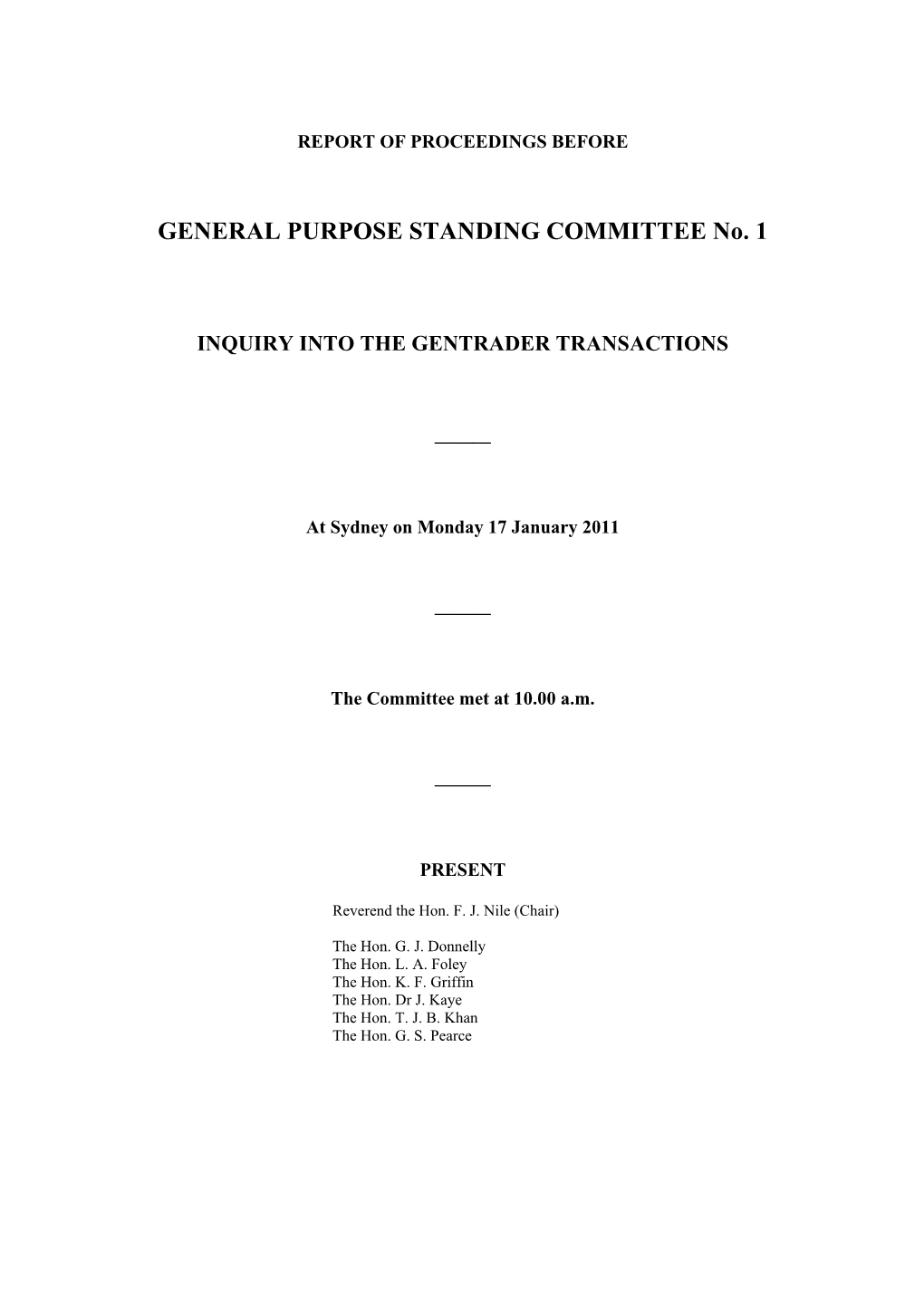 GENERAL PURPOSE STANDING COMMITTEE No. 1