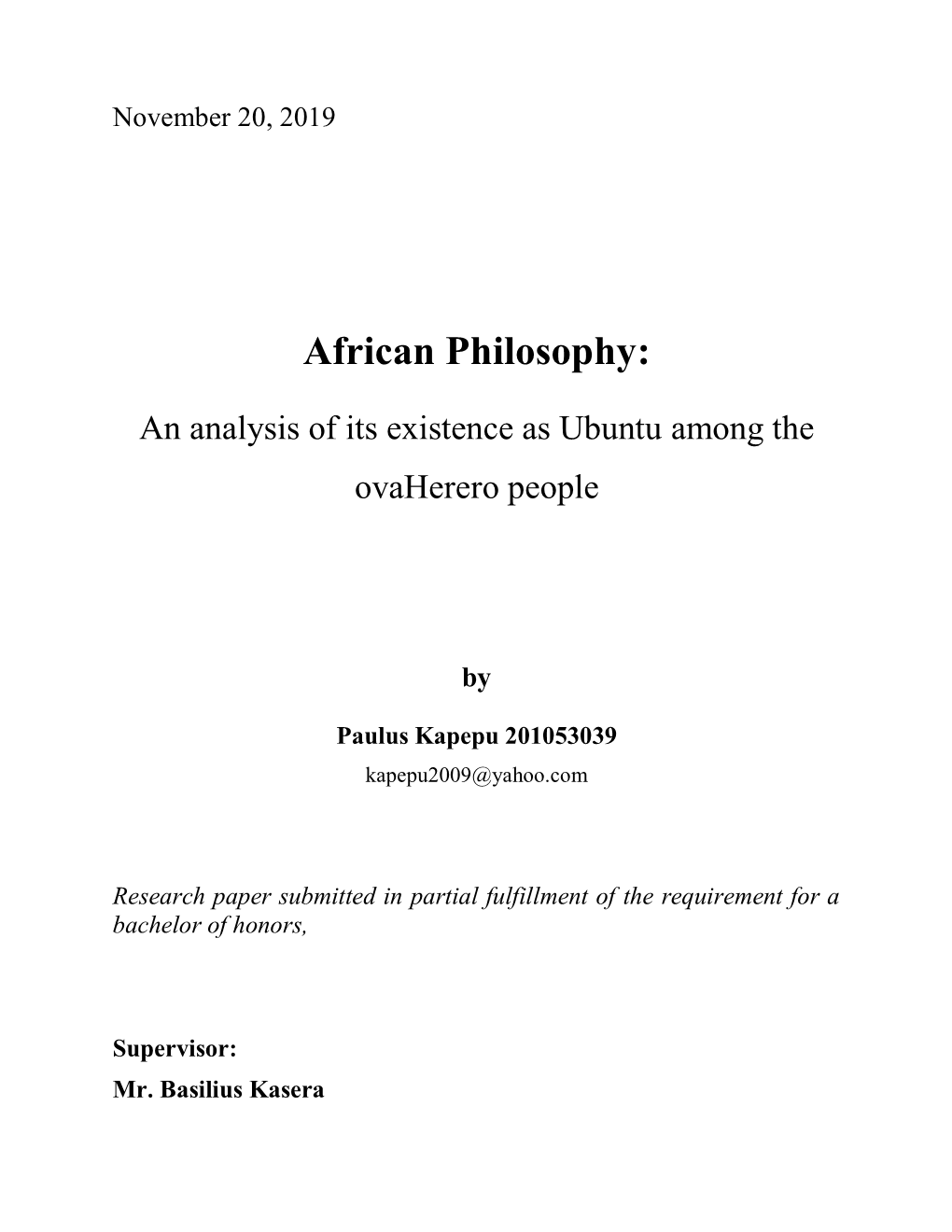 African Philosophy