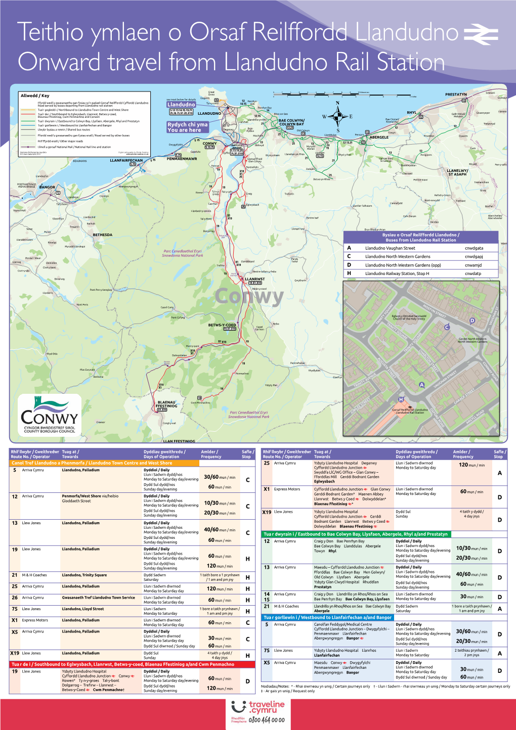 Teithio Ymlaen O Orsaf Reilffordd Llandudno a Onward Travel from Llandudno Rail Station