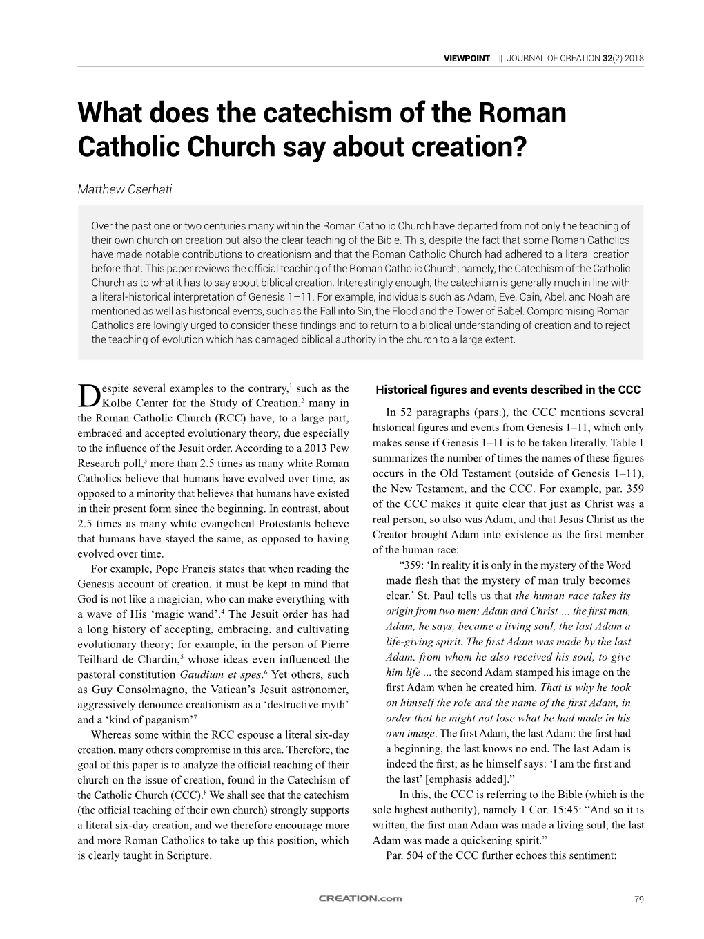 What Does the Catechism of the Roman Catholic Church Say About Creation?