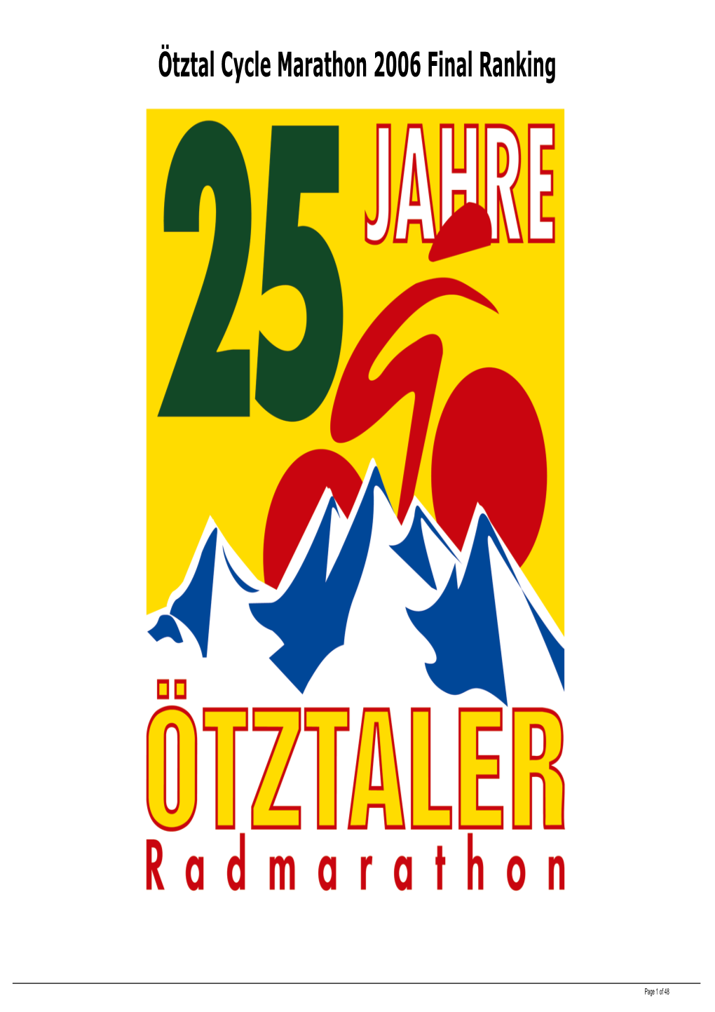 Ötztal Cycle Marathon 2006 Final Ranking