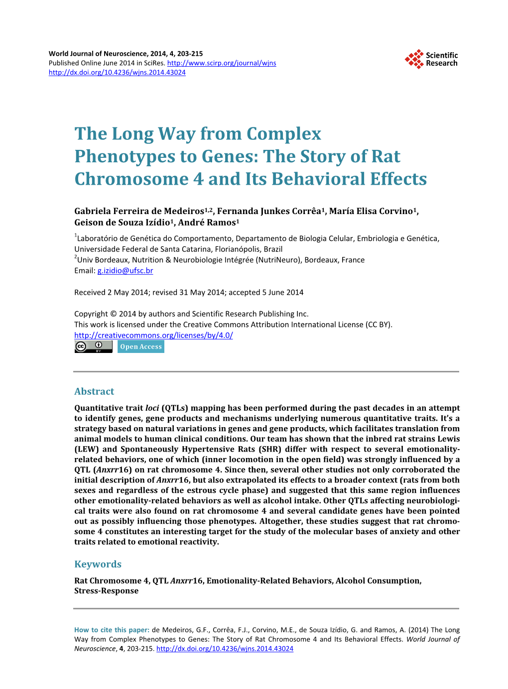 The Story of Rat Chromosome 4 and Its Behavioral Effects