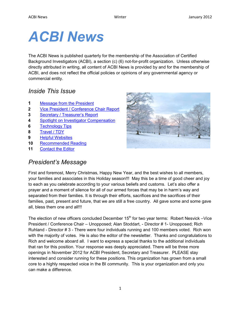 ACBI News Winter January 2012