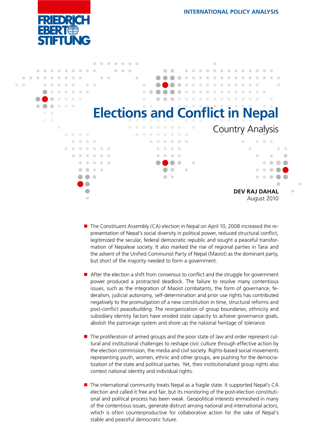 Elections and Conflict in Nepal Country Analysis
