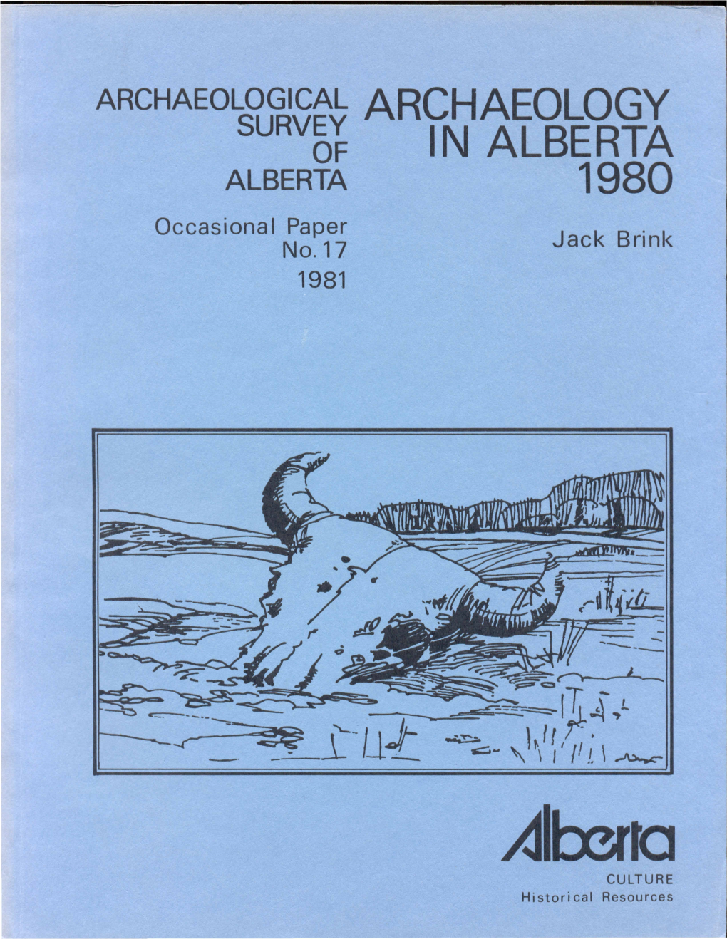 Occasional Paper: Archaeology in Alberta 1980