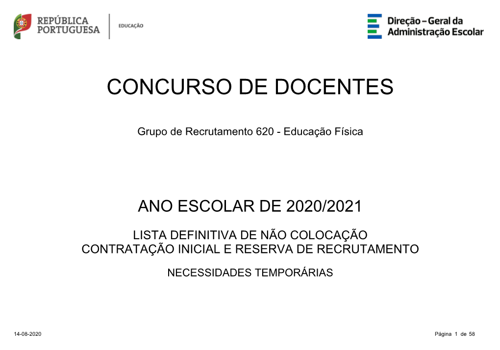 Grupo De Recrutamento 620 - Educação Física