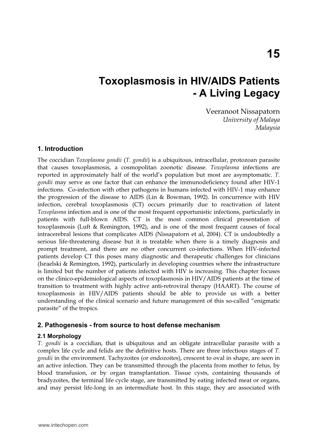 Toxoplasmosis in HIV/AIDS Patients - a Living Legacy
