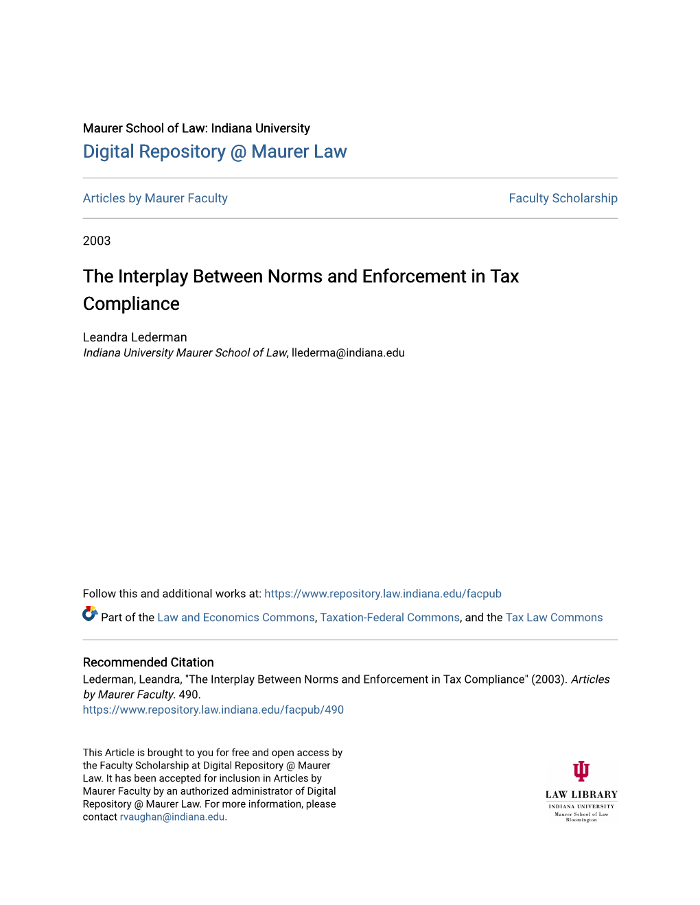 The Interplay Between Norms and Enforcement in Tax Compliance