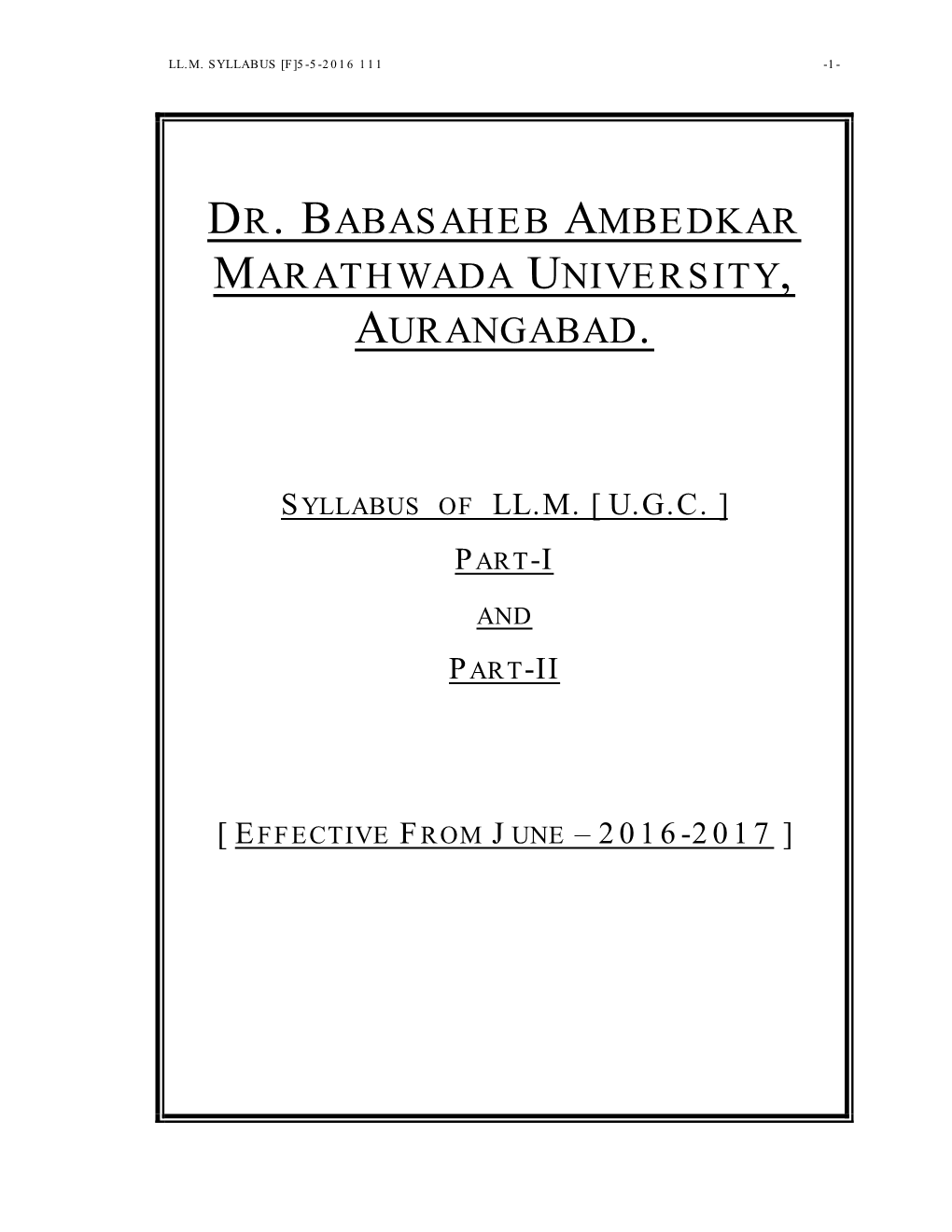 Syllabus of Ll.M. [ Ugc ] Part-I