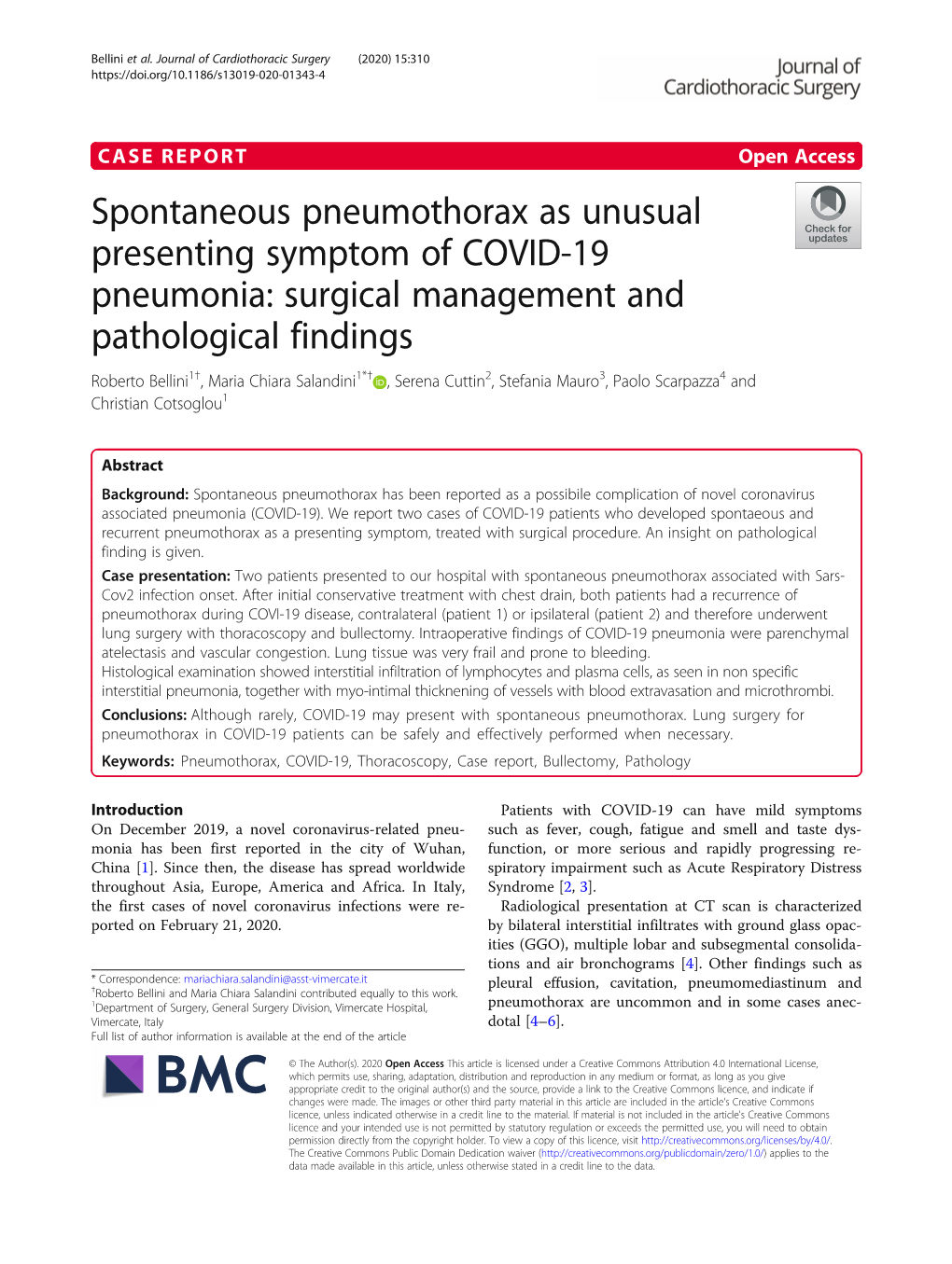 Spontaneous Pneumothorax As Unusual Presenting Symptom Of