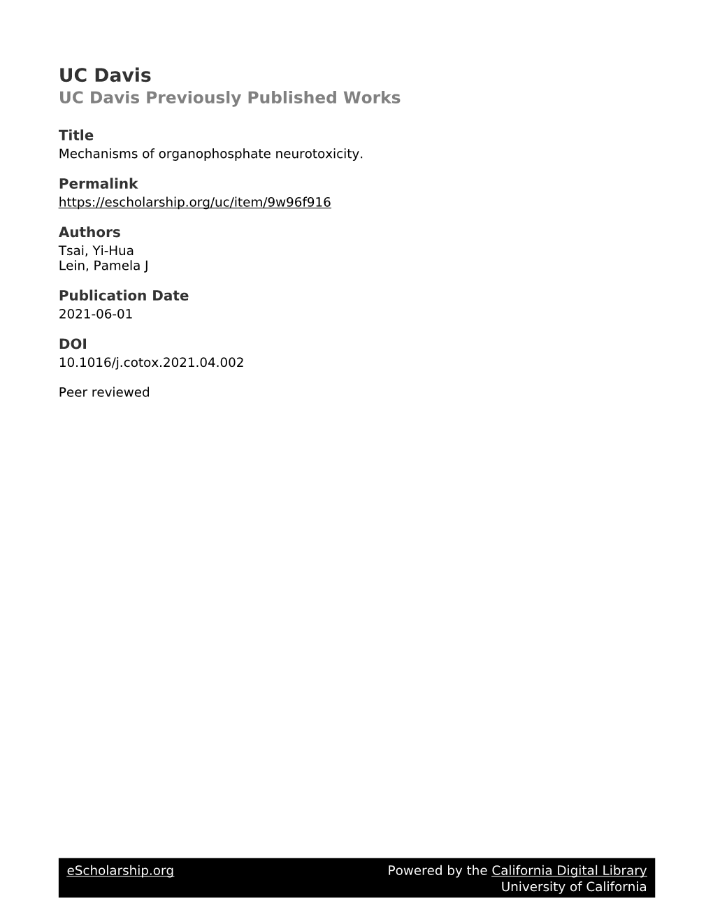 Mechanisms of Organophosphate Neurotoxicity