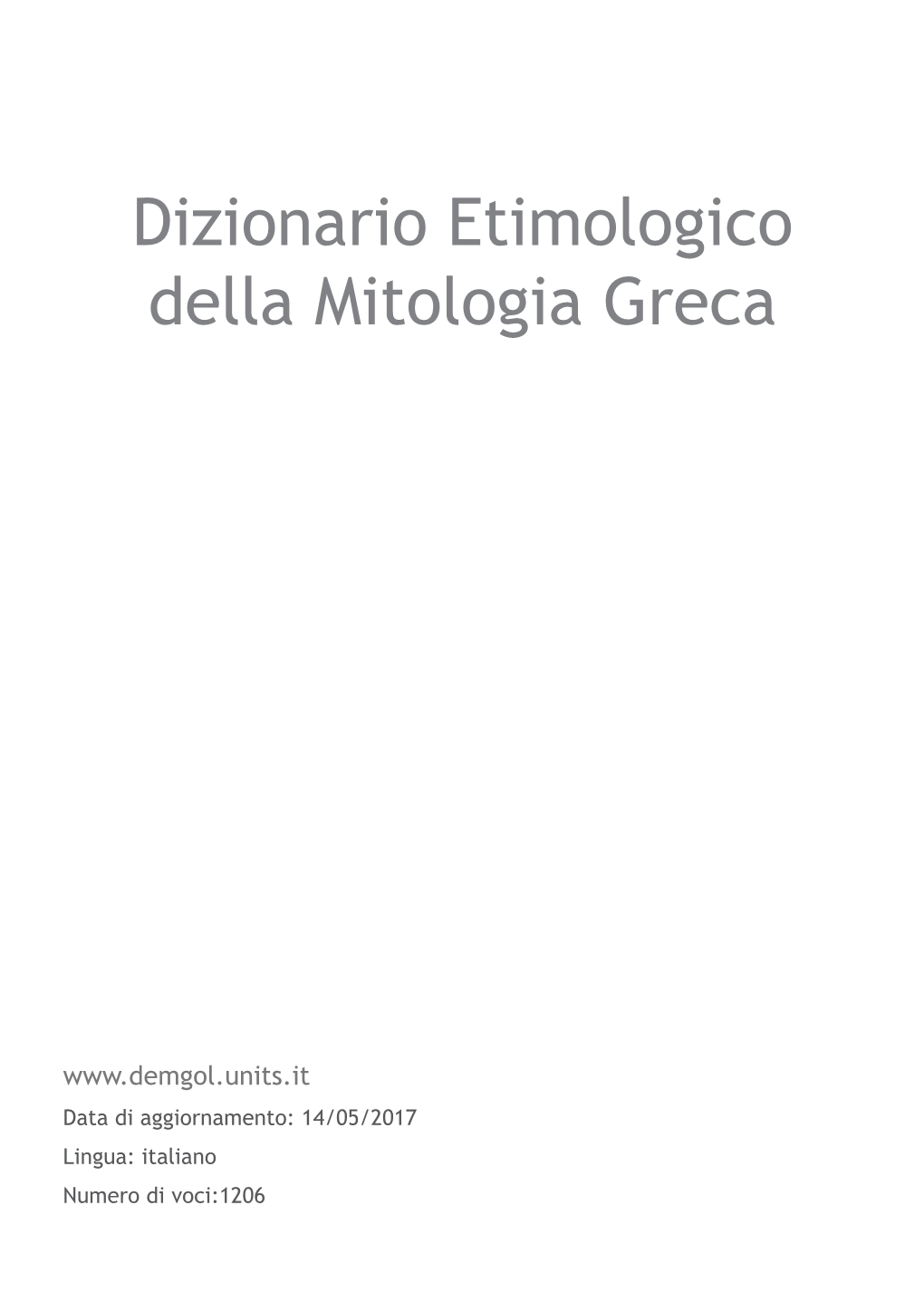 Dizionario Etimologico Della Mitologia Greca