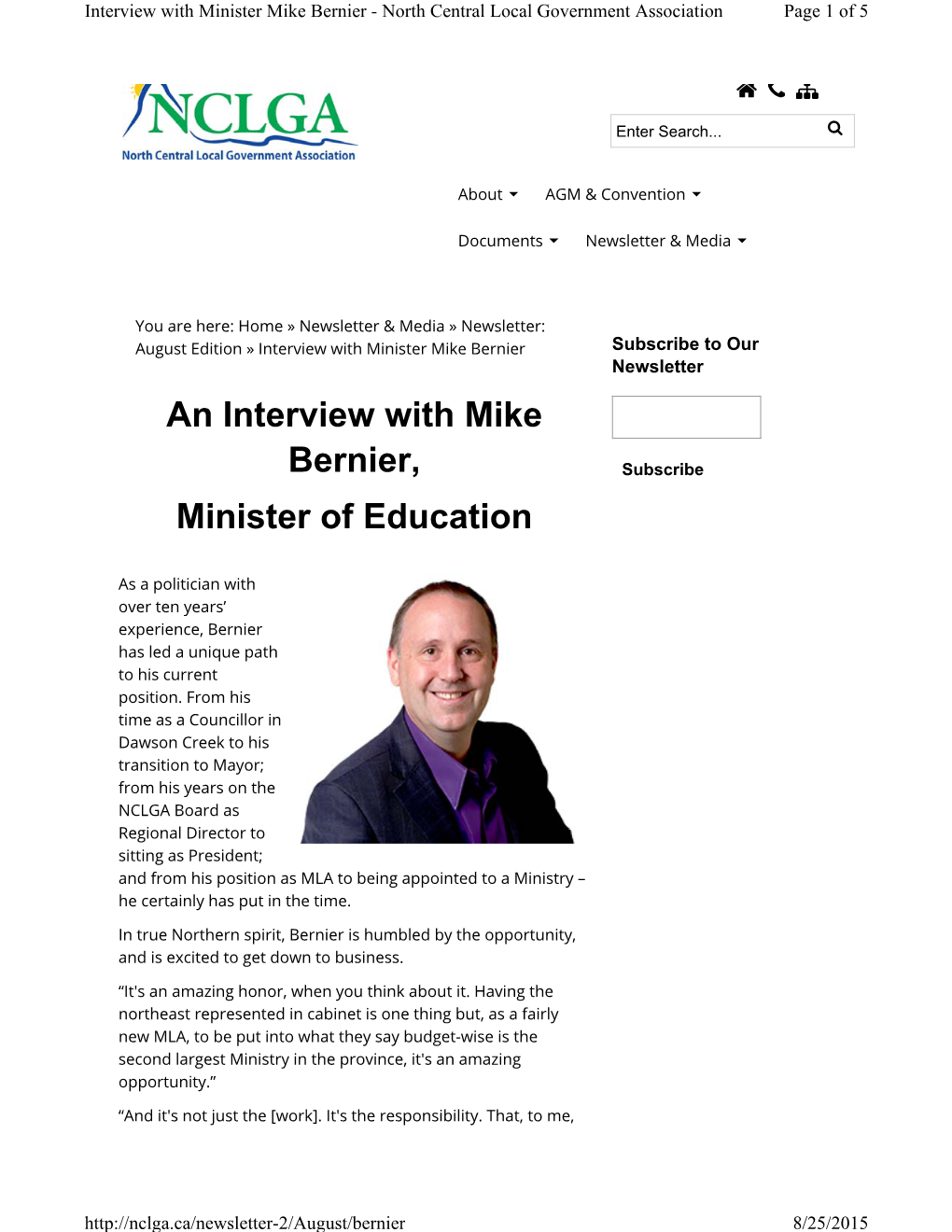 An Interview with Mike Bernier, Minister of Education