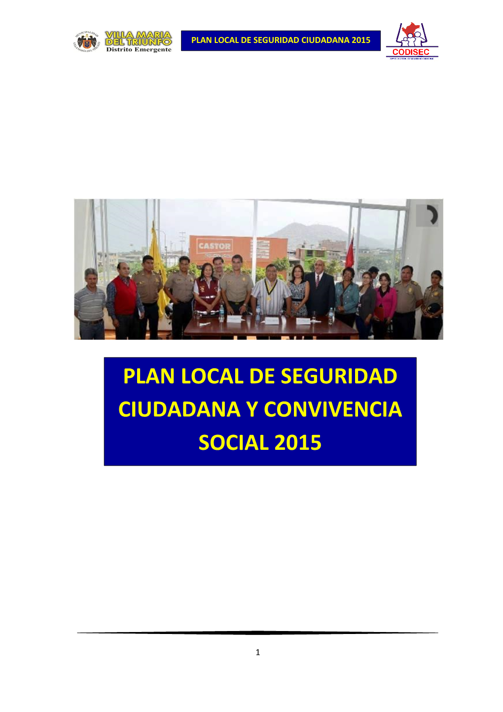 Plan Local De Seguridad Ciudadana Y Convivencia Social 2015