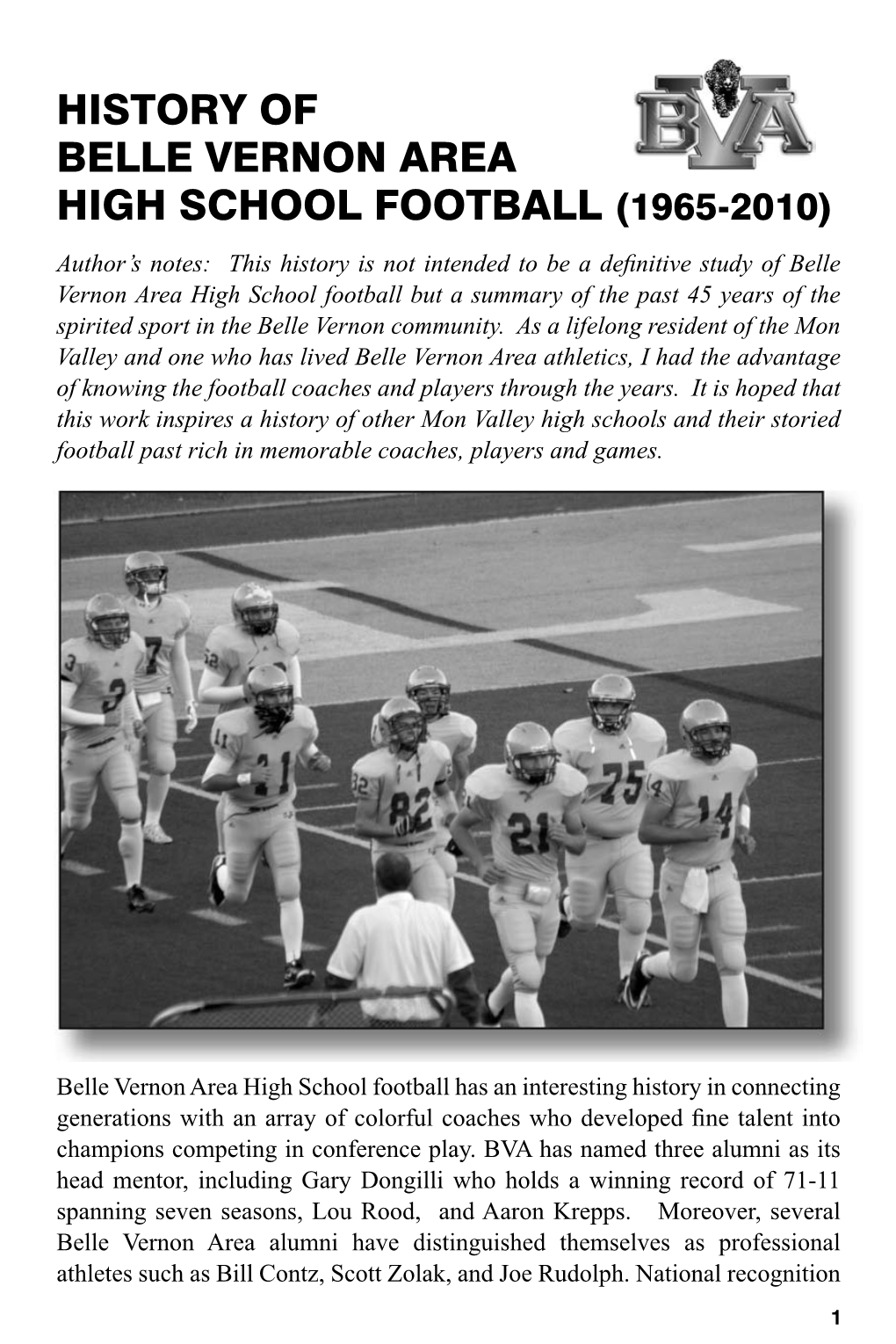 History of Belle Vernon Area High School Football (1965