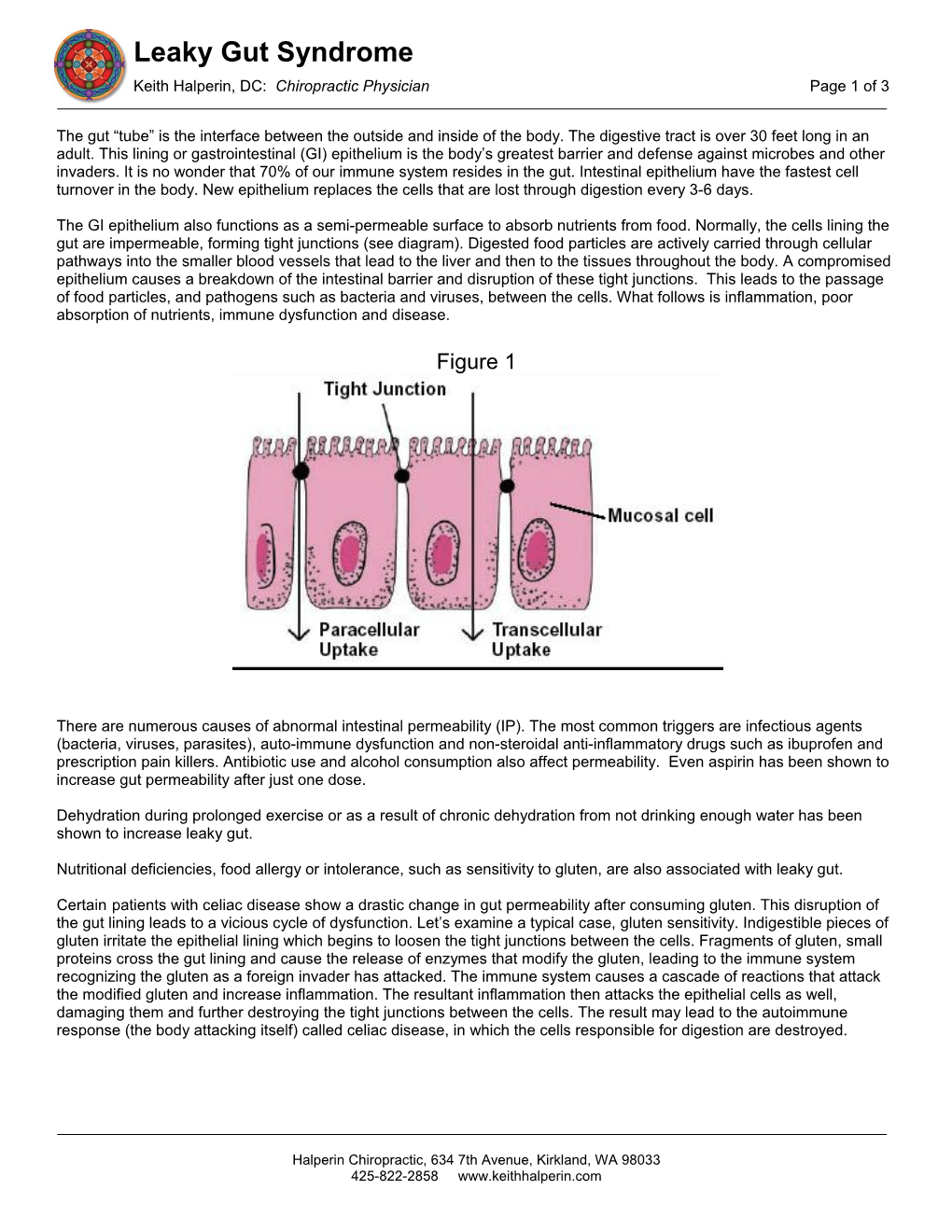Leaky Gut Syndrome Keith Halperin, DC: Chiropractic Physician Page 1 of 3