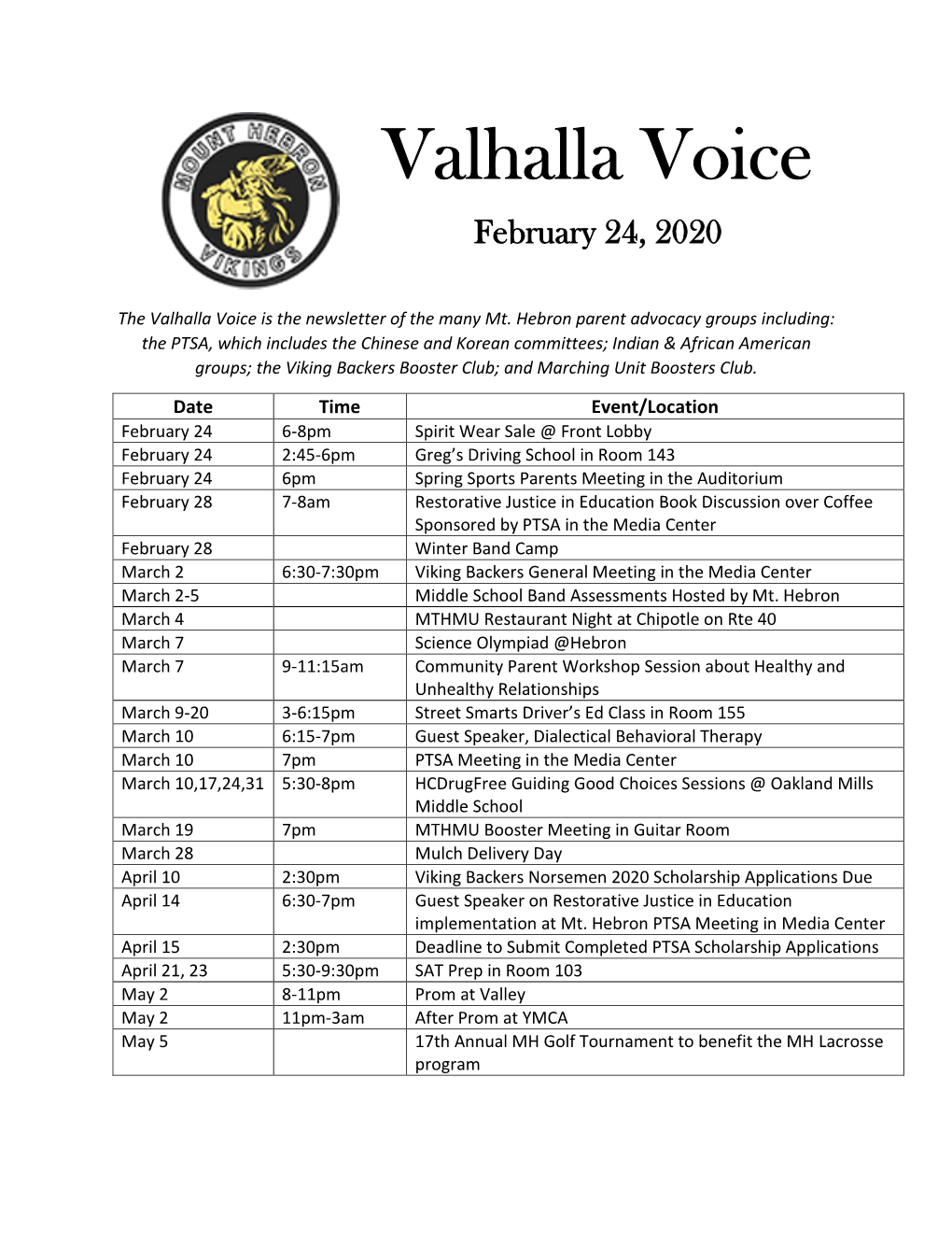Valhalla Voice February 24, 2020