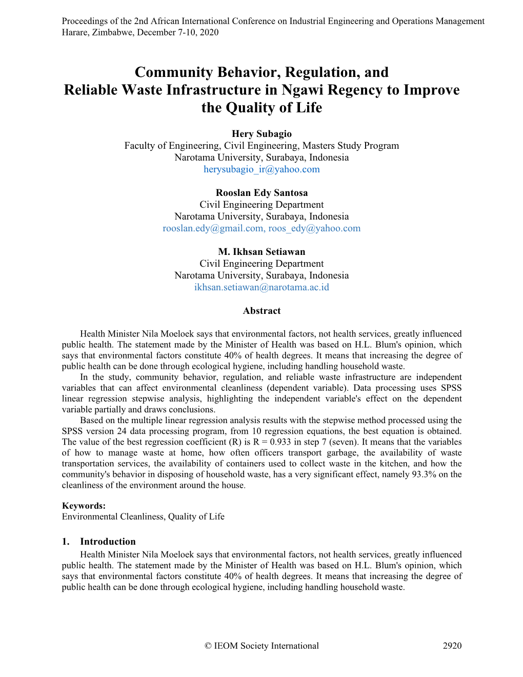 ID 668 Community Behavior, Regulation, and Reliable Waste