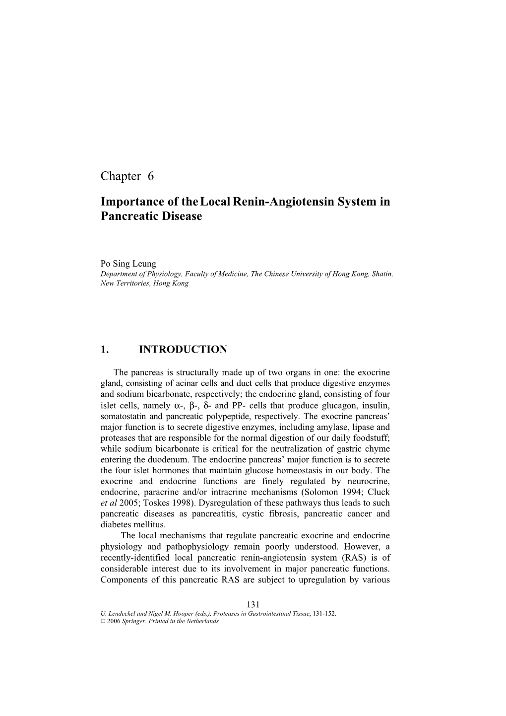 Chapter 6 Importance of the Local Renin-Angiotensin System in Pancreatic Disease