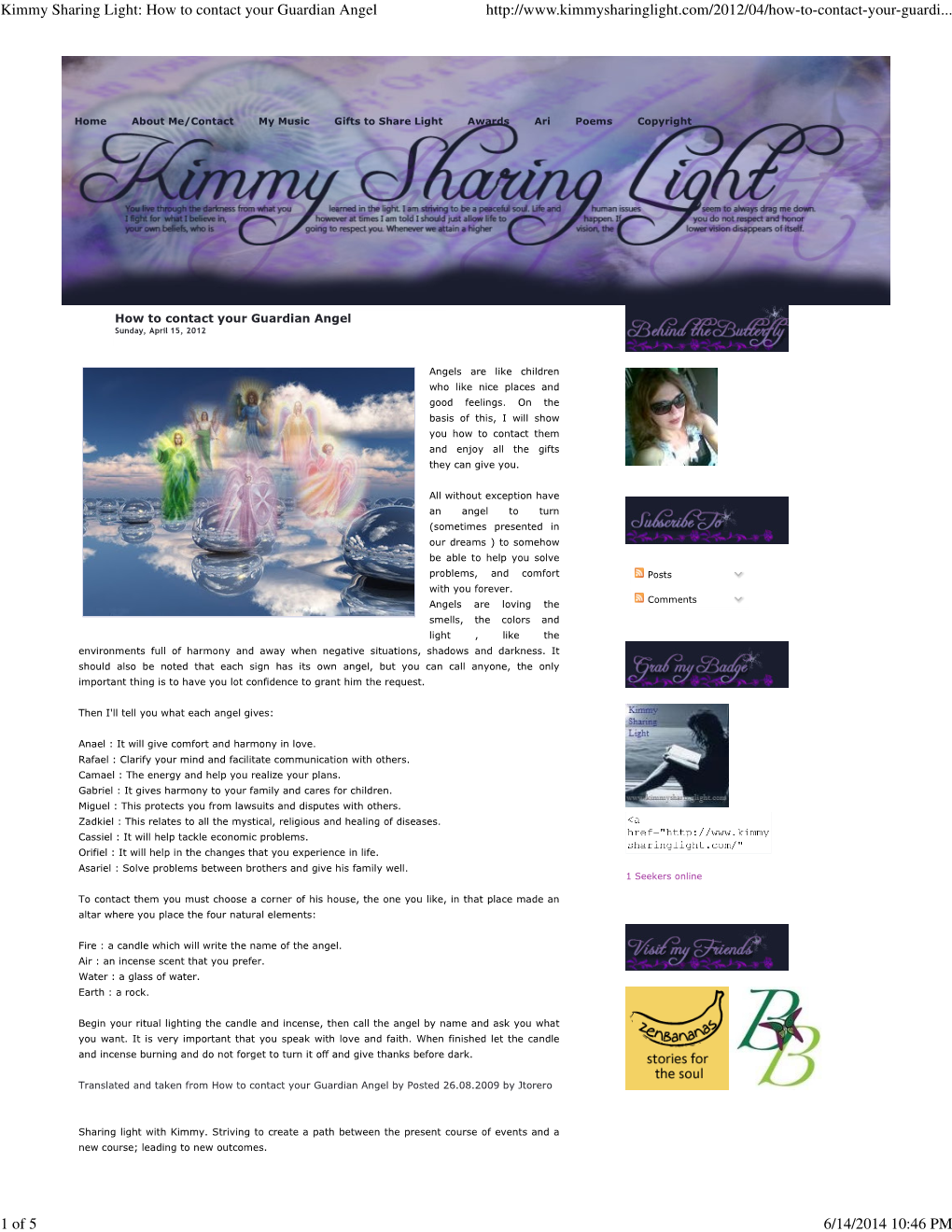 Kimmy Sharing Light: How to Contact Your Guardian Angel