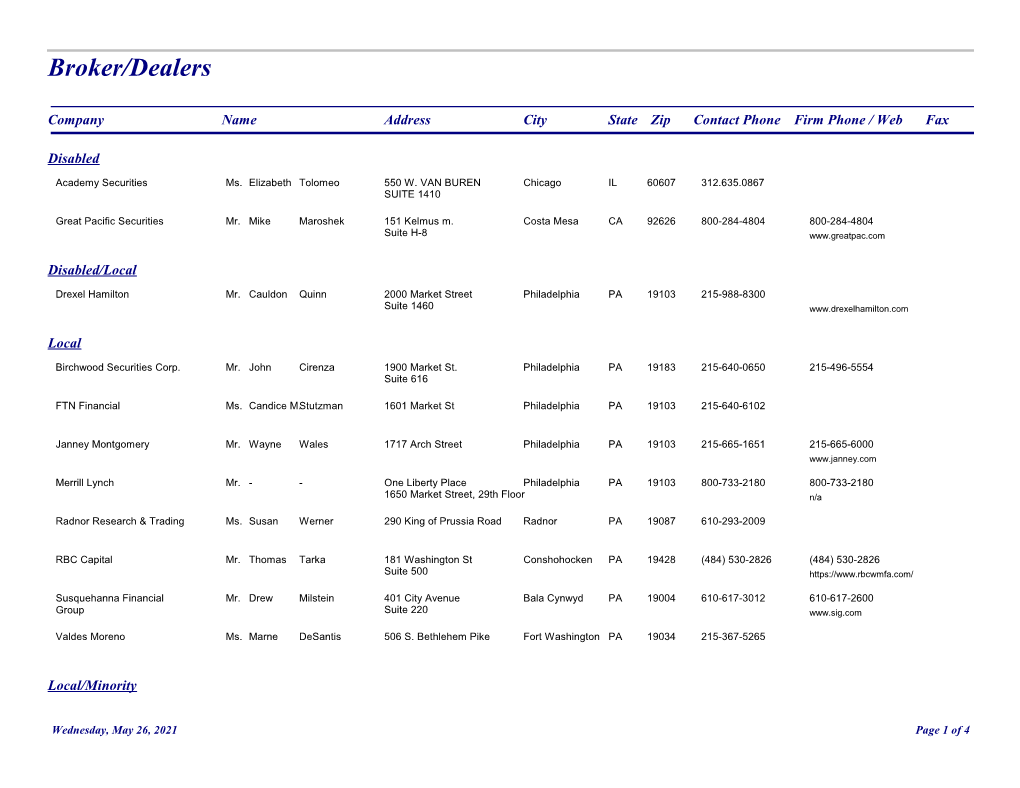 Broker/Dealers