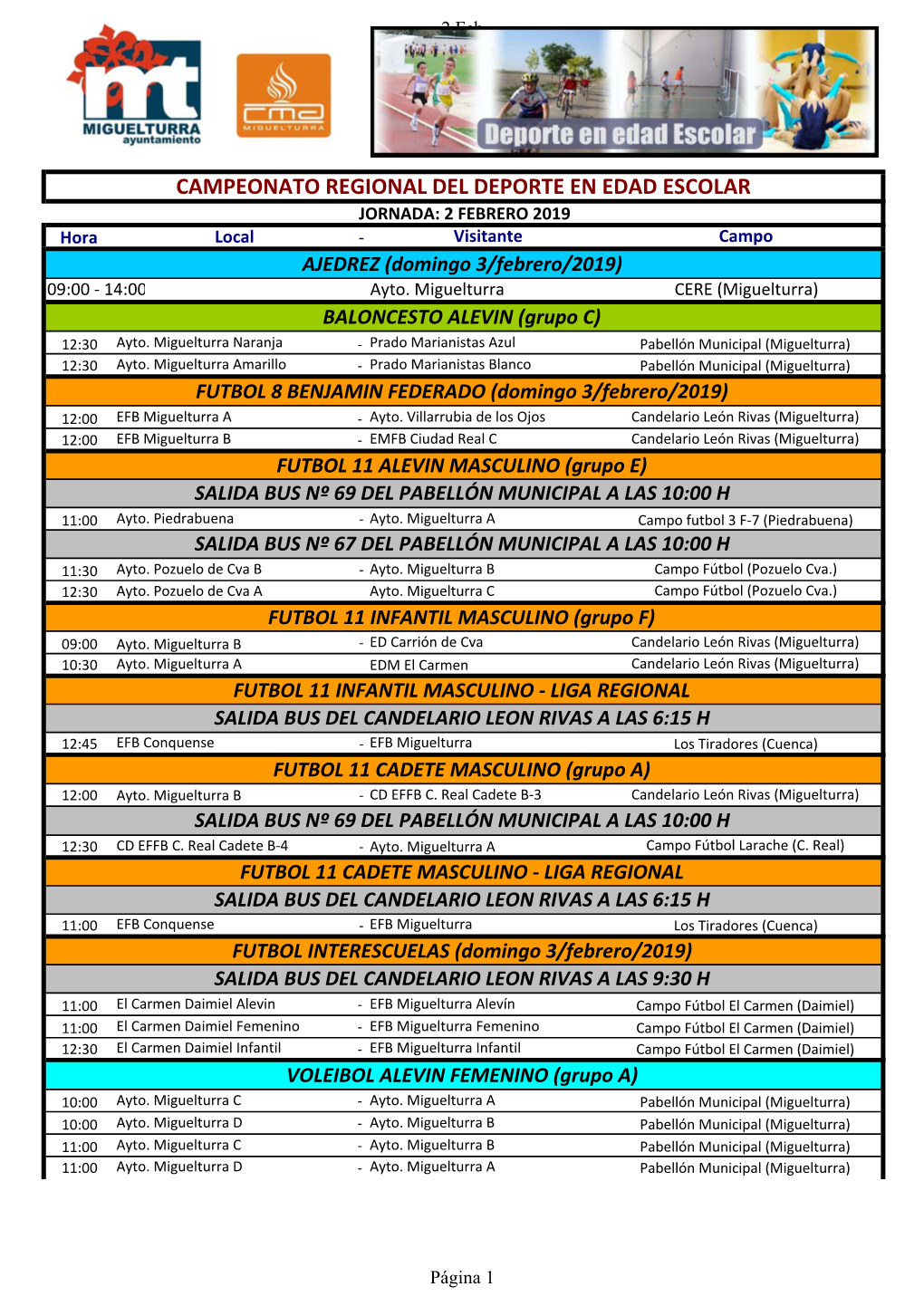 Deporte En Edad Escolar Miguelturra, 2019-02-01