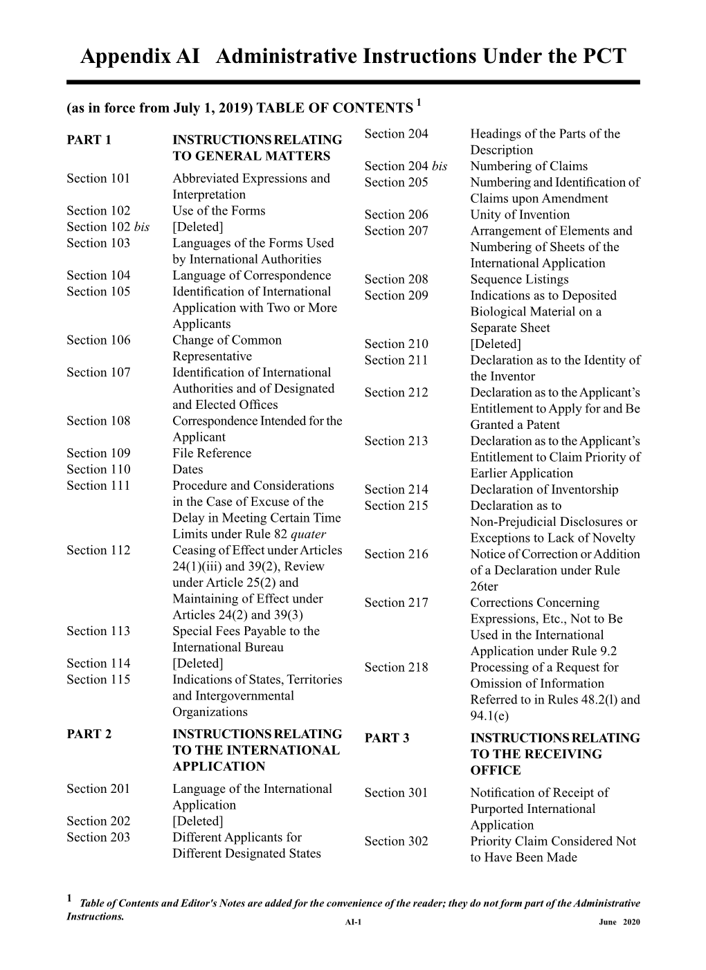 Appendix AI (Administrative Instructions Under the PCT)