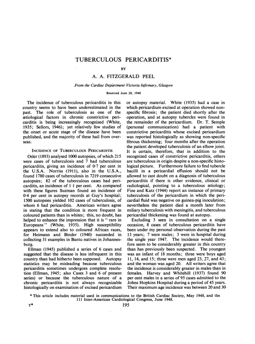 Tuberculous Pericarditis* by A