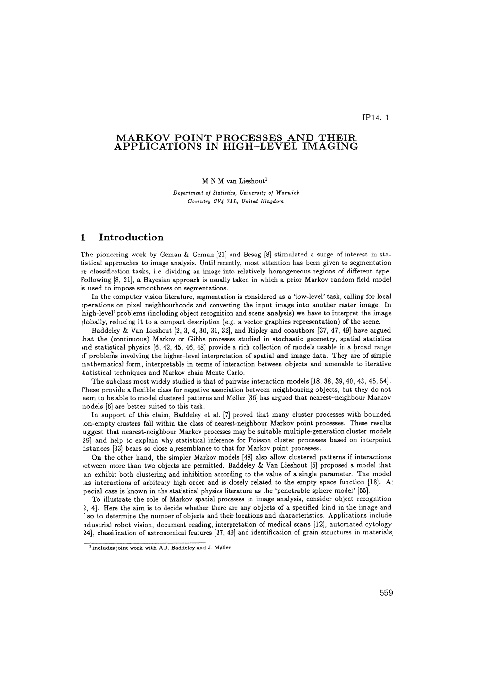 Markov Point Processes and Their Applications in High-Level Imaging