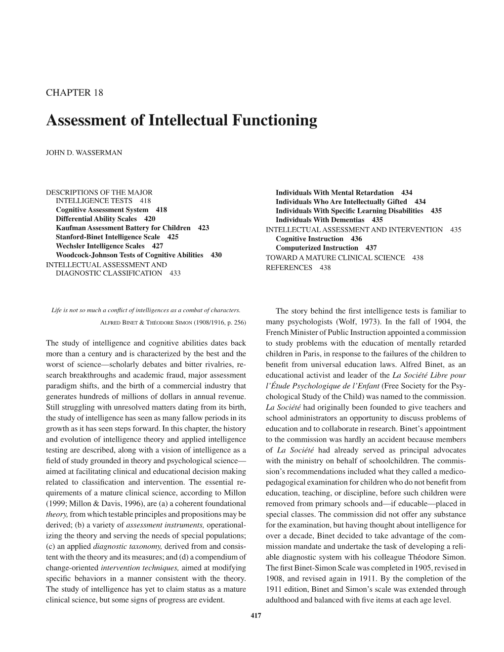 Assessment of Intellectual Functioning