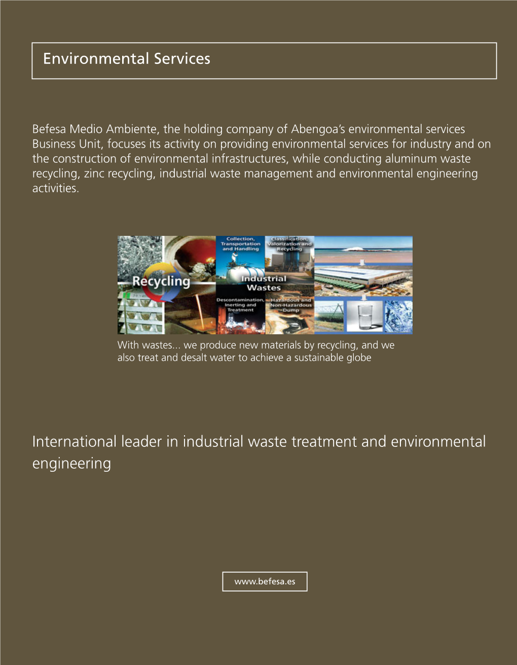 Environmental Services International Leader in Industrial Waste Treatment