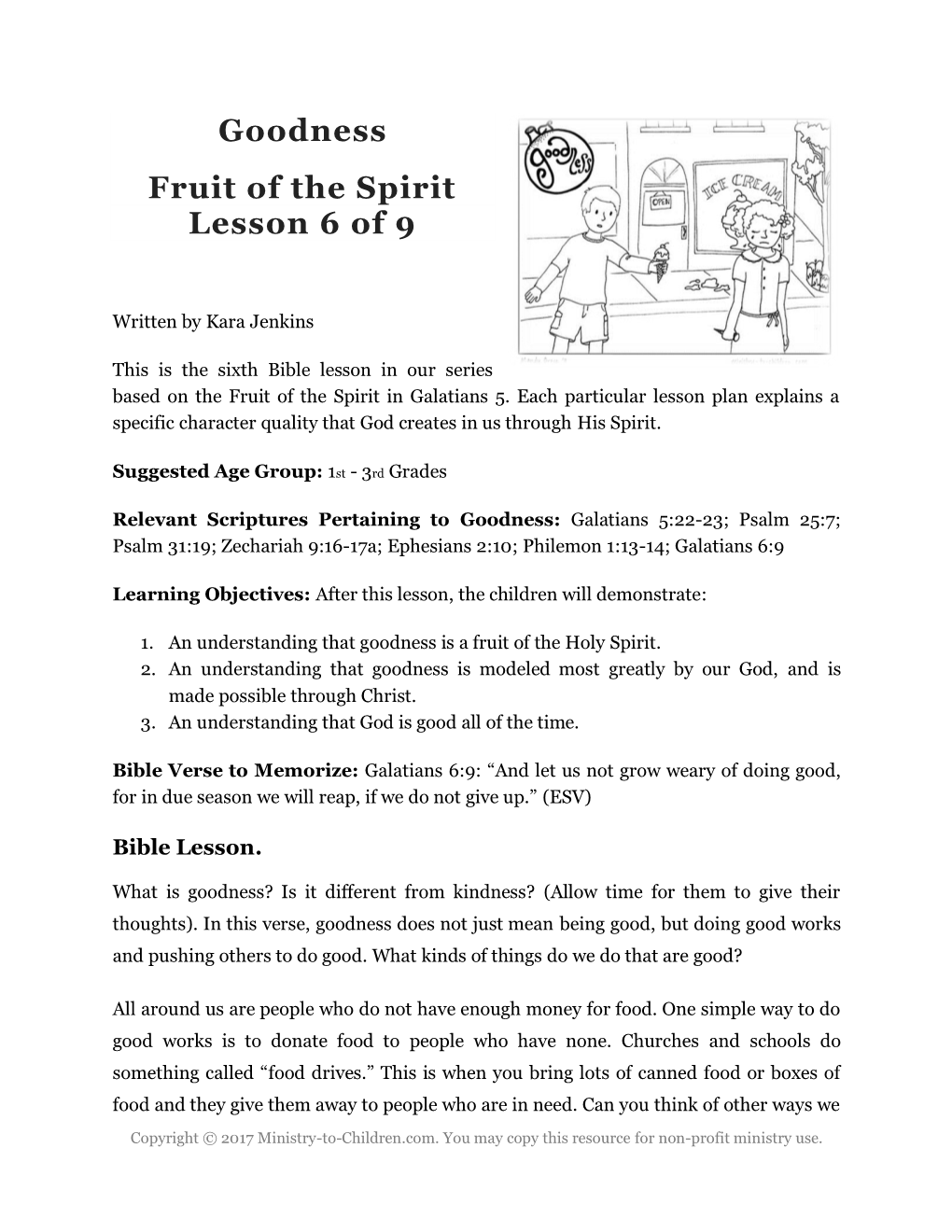 Goodness Fruit of the Spirit Lesson 6 of 9