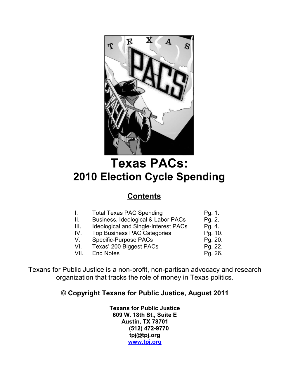 Texas Pacs: 2010 Election Cycle Spending