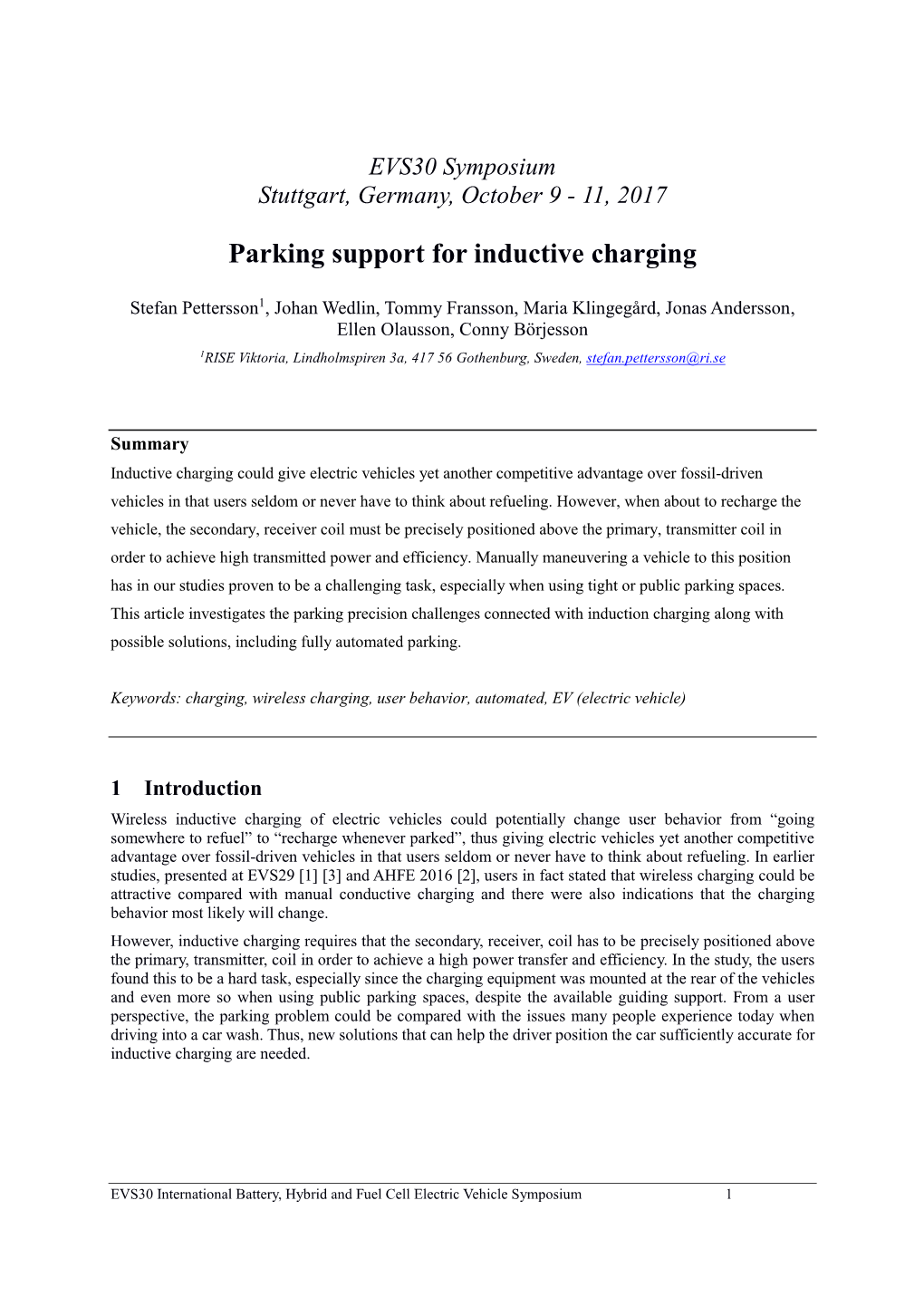 Parking Support for Inductive Charging