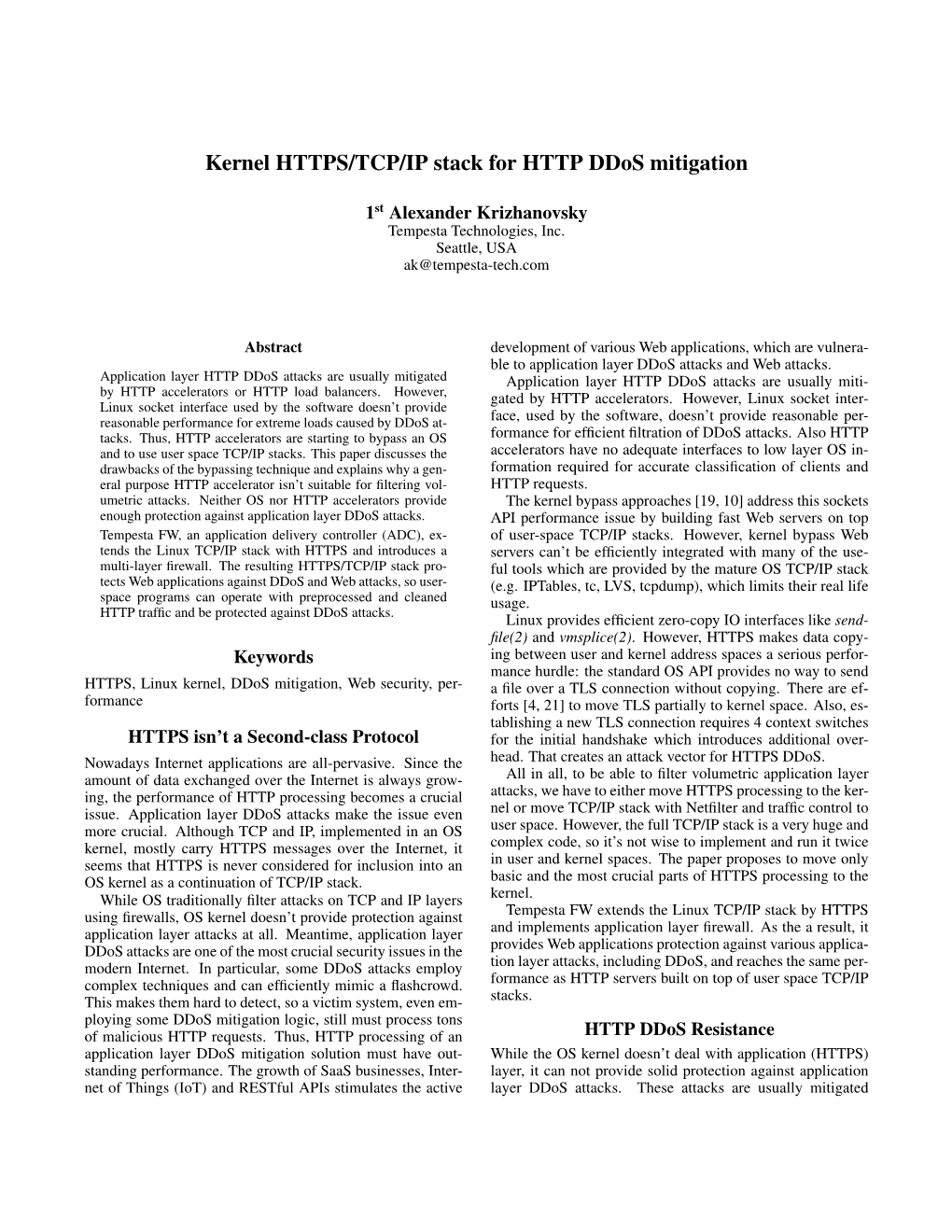 Kernel HTTPS/TCP/IP Stack for HTTP Ddos Mitigation