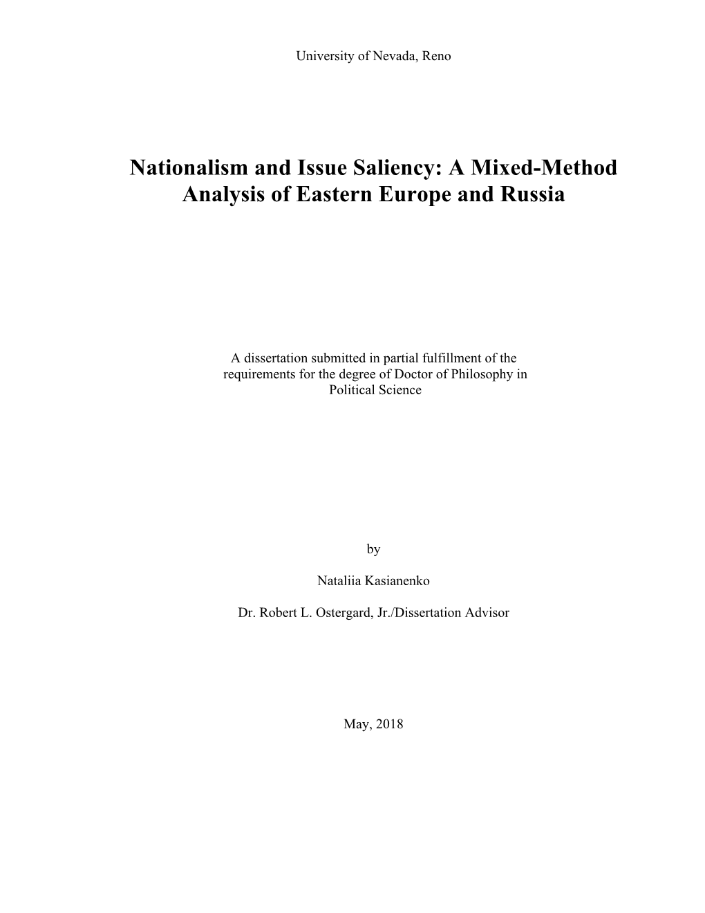 Nationalism and Issue Saliency: a Mixed-Method Analysis of Eastern Europe and Russia