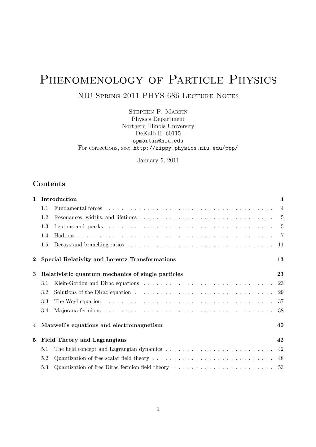 Phenomenology of Particle Physics by Stephen Martin